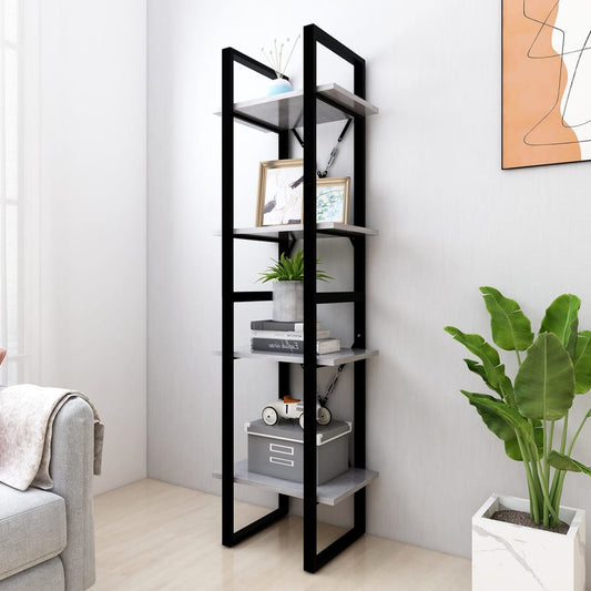vidaXL Libreria 4 Ripiani Grigio Cemento 40x30x140cm Legno Multistrato