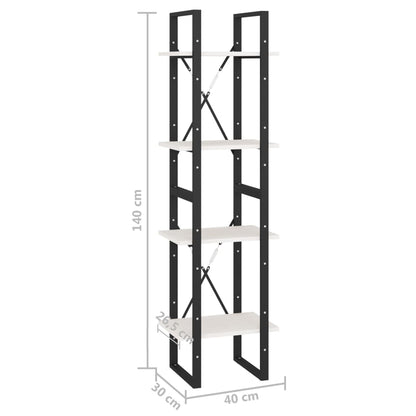 vidaXL Libreria a 4 Ripiani Bianca 40x30x140 cm in Massello di Pino