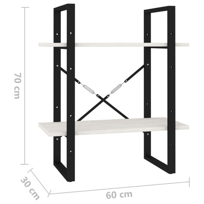 vidaXL Libreria a 2 Ripiani Bianca 60x30x70 cm in Massello di Pino