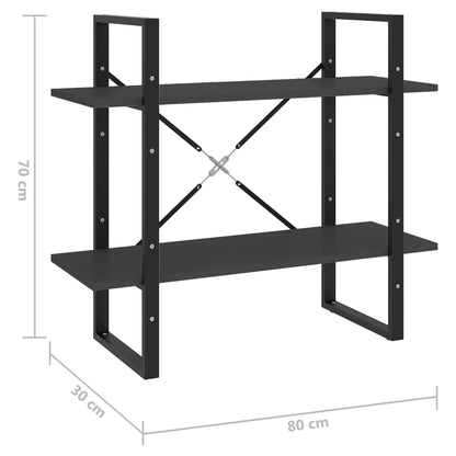 vidaXL Libreria a 2 Ripiani Grigia 80x30x70 cm in Legno Multistrato