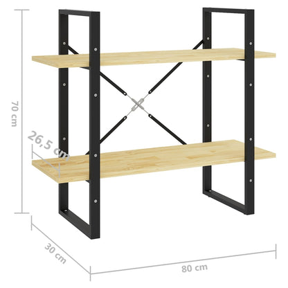 vidaXL Libreria a 2 Ripiani 80x30x70 cm in Legno Massello di Pino