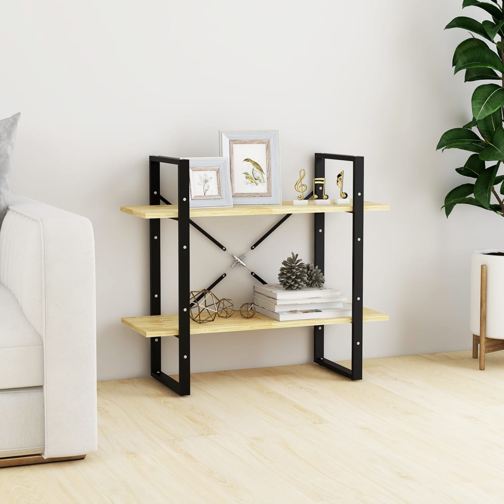 vidaXL Libreria a 2 Ripiani 80x30x70 cm in Legno Massello di Pino