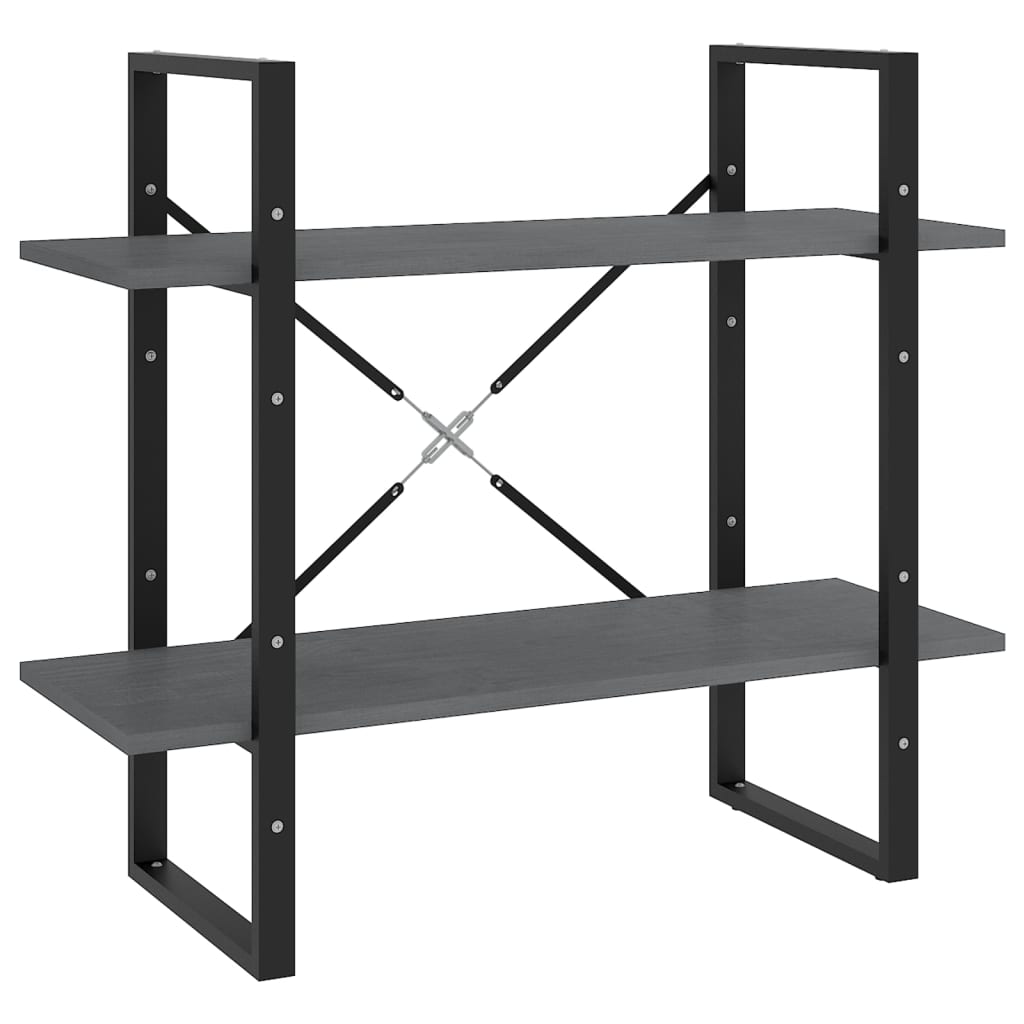 vidaXL Libreria a 2 Ripiani Grigia 80x30x70 cm in Massello di Pino