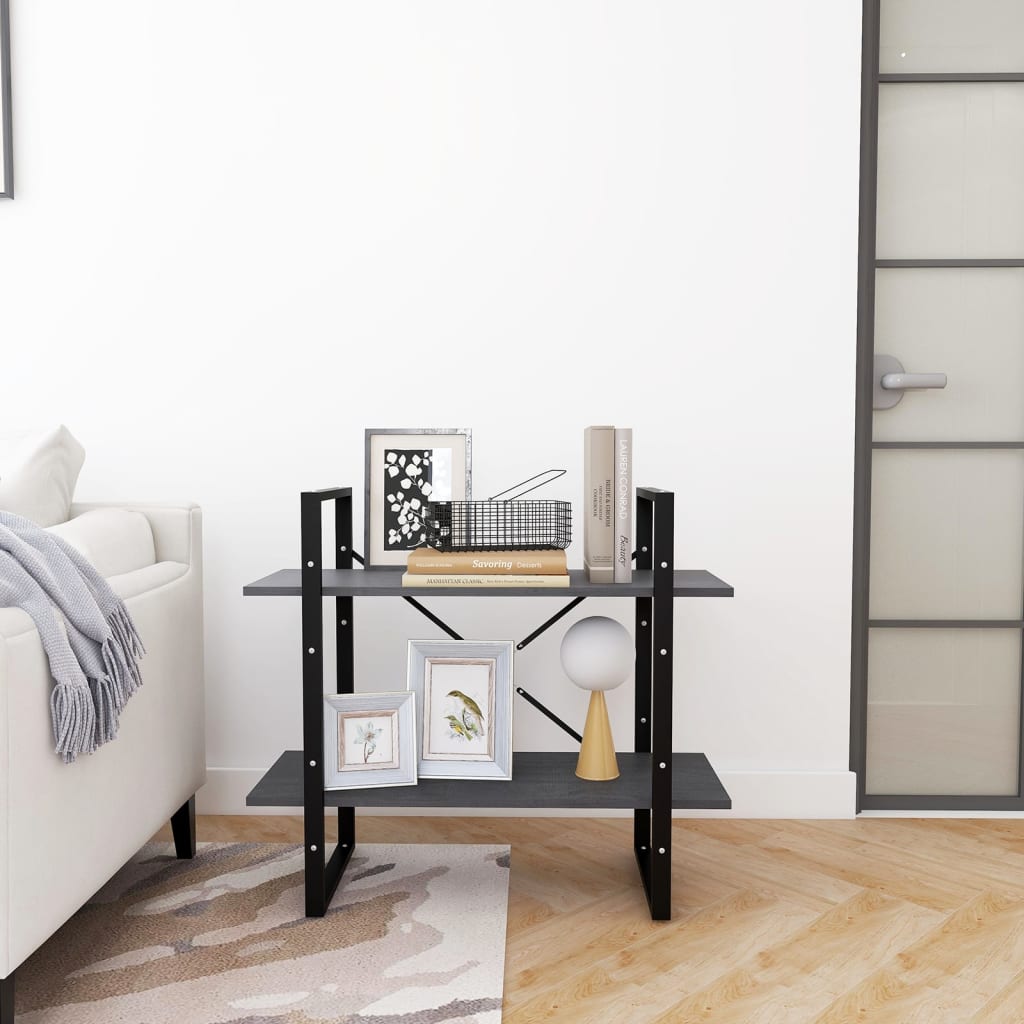 vidaXL Libreria a 2 Ripiani Grigia 80x30x70 cm in Massello di Pino