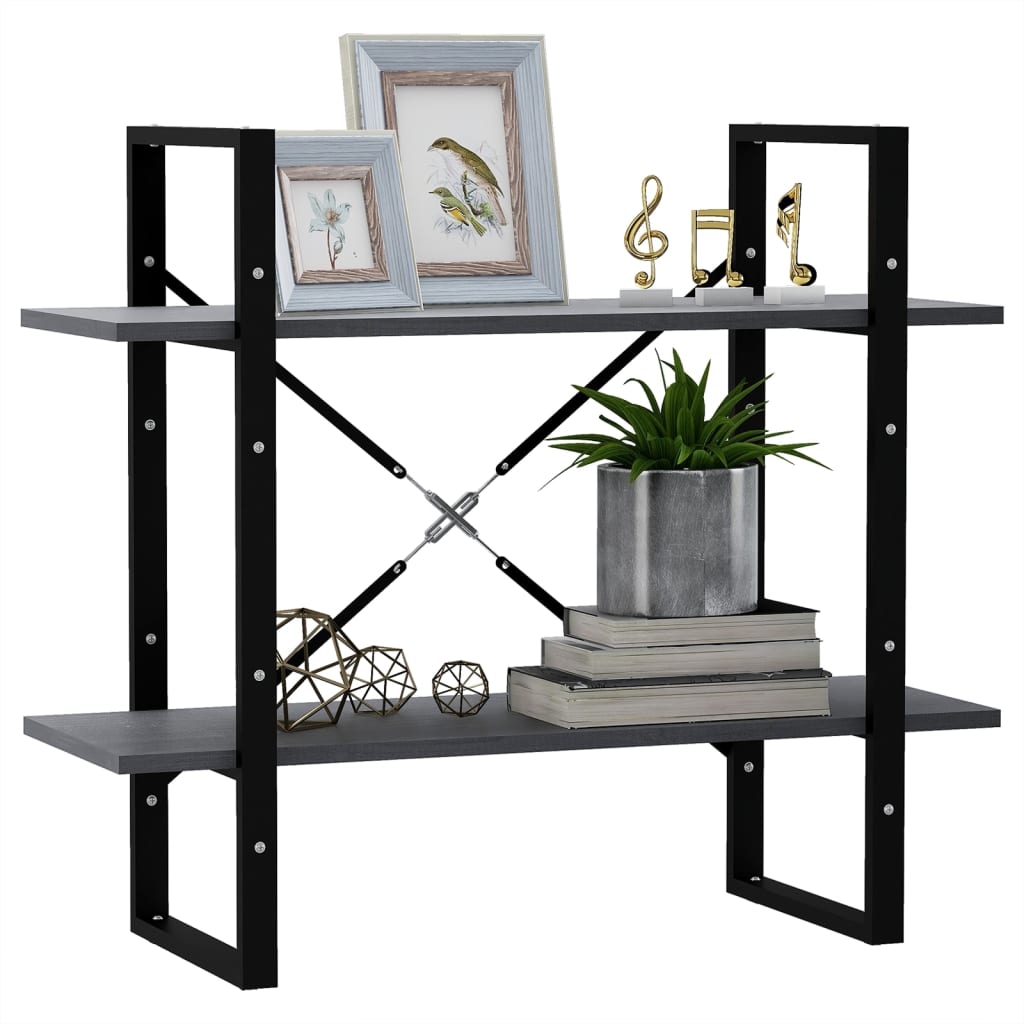 vidaXL Libreria a 2 Ripiani Grigia 80x30x70 cm in Massello di Pino
