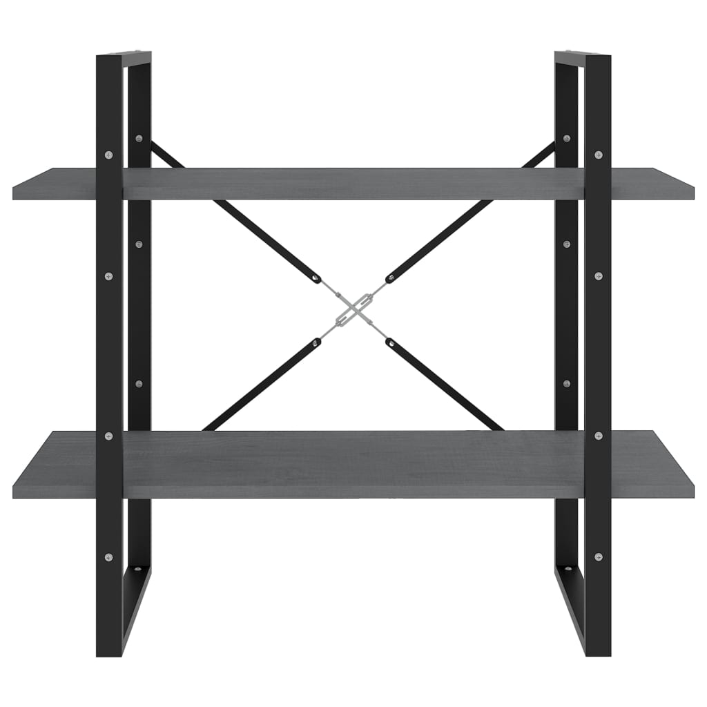 vidaXL Libreria a 2 Ripiani Grigia 80x30x70 cm in Massello di Pino