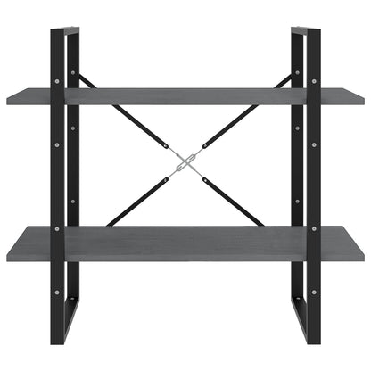 vidaXL Libreria a 2 Ripiani Grigia 80x30x70 cm in Massello di Pino