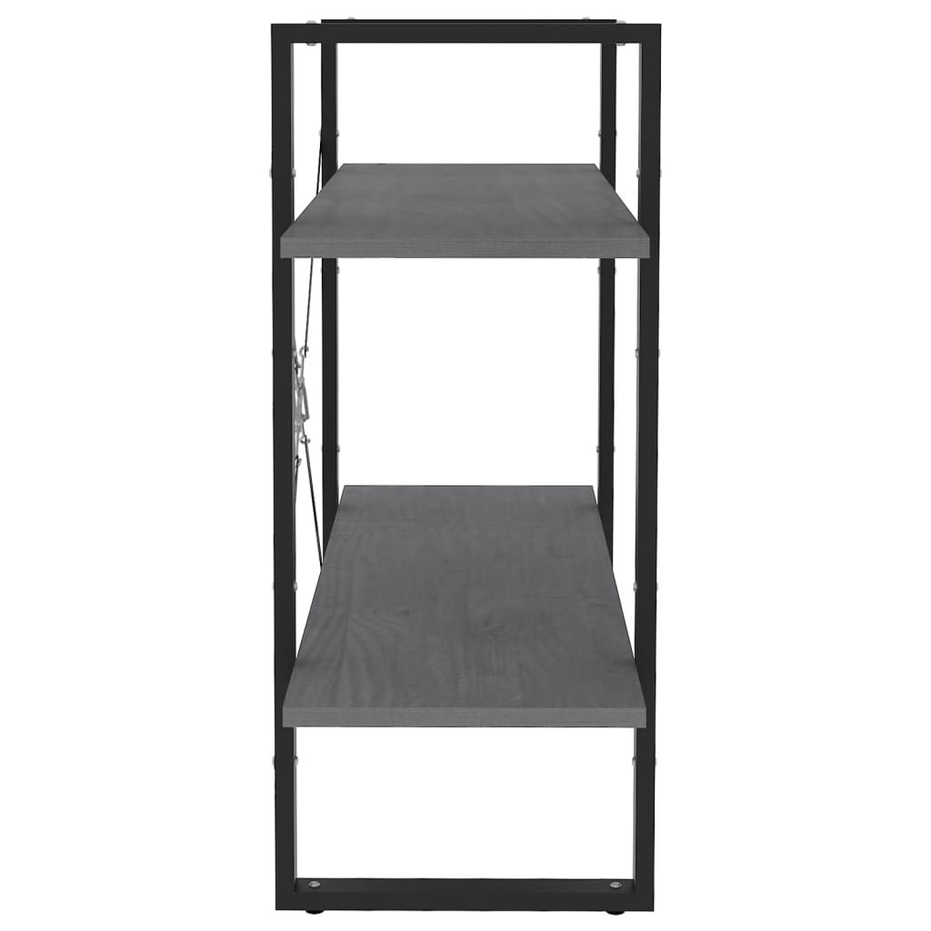 vidaXL Libreria a 2 Ripiani Grigia 80x30x70 cm in Massello di Pino