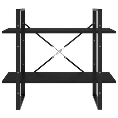 vidaXL Libreria a 2 Ripiani Nera 80x30x70 cm in Massello di Pino