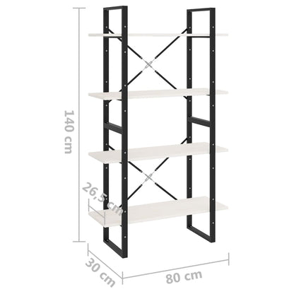 vidaXL Libreria a 4 Ripiani Bianca 80x30x140 cm in Massello di Pino