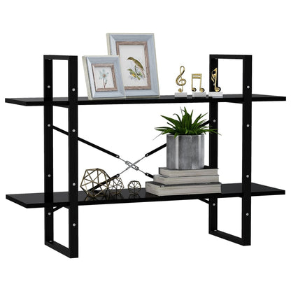 vidaXL Libreria a 2 Ripiani Nera 100x30x70 cm in Legno Multistrato