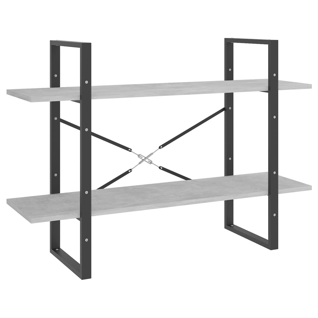 vidaXL Libreria 2 Ripiani Grigio Cemento 100x30x70cm Legno Multistrato