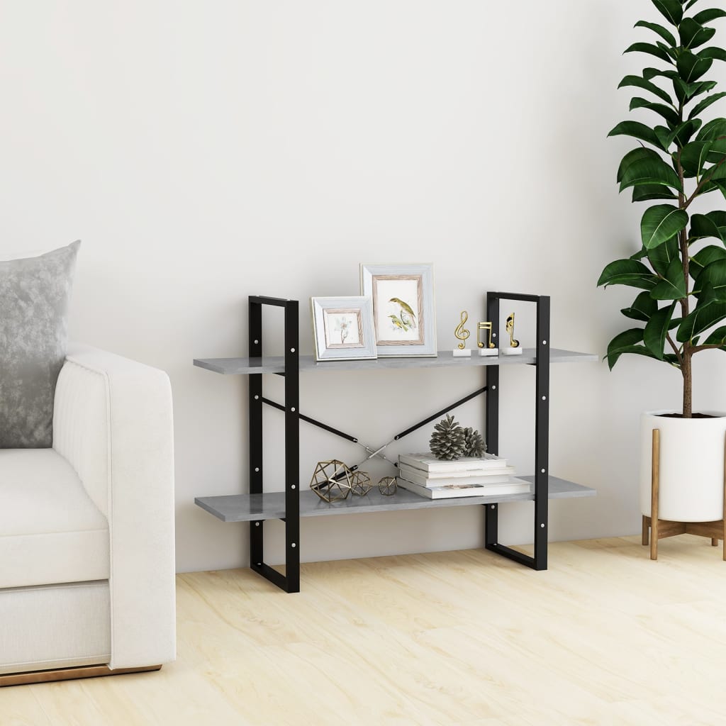 vidaXL Libreria 2 Ripiani Grigio Cemento 100x30x70cm Legno Multistrato