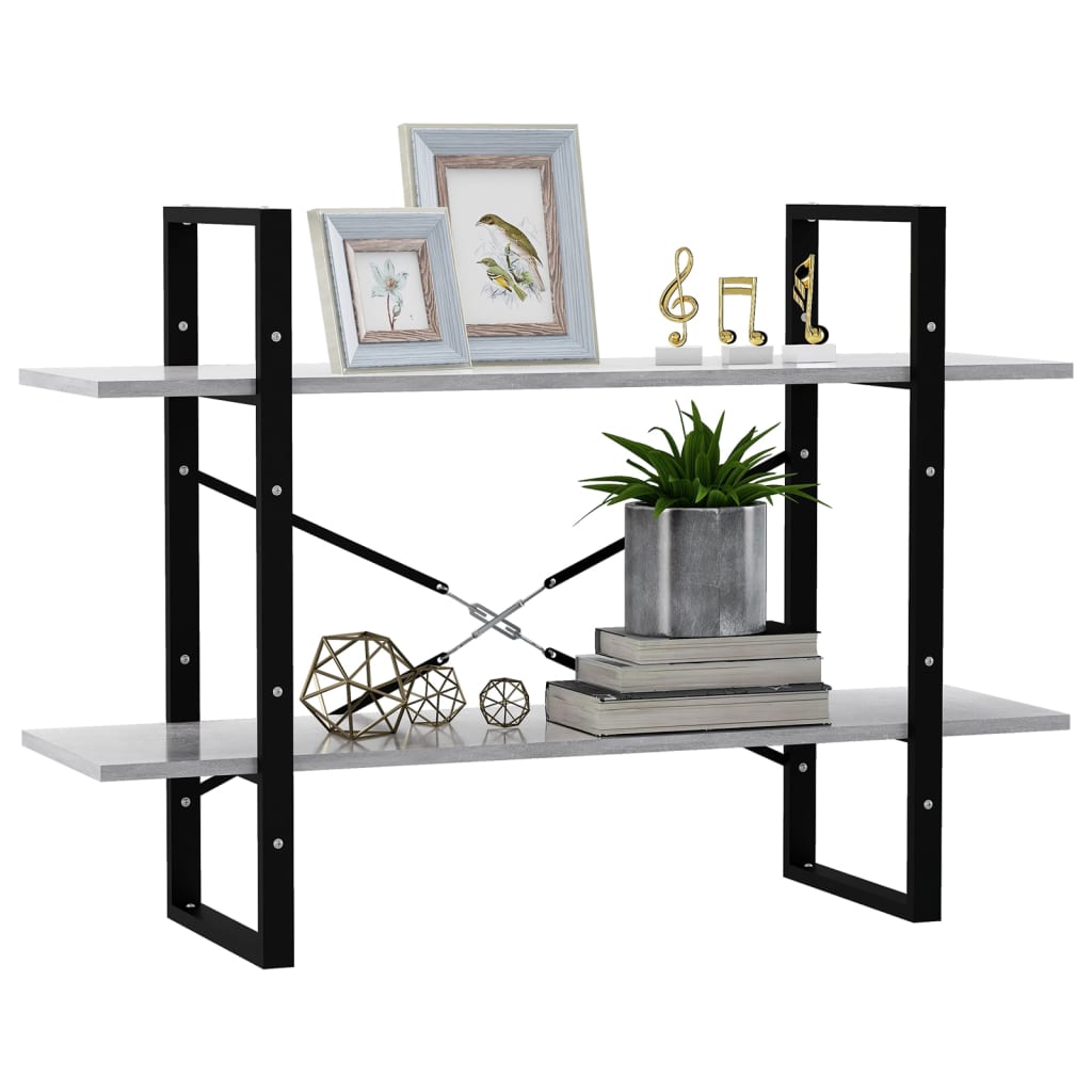 vidaXL Libreria 2 Ripiani Grigio Cemento 100x30x70cm Legno Multistrato