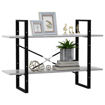 vidaXL Libreria 2 Ripiani Grigio Cemento 100x30x70cm Legno Multistrato
