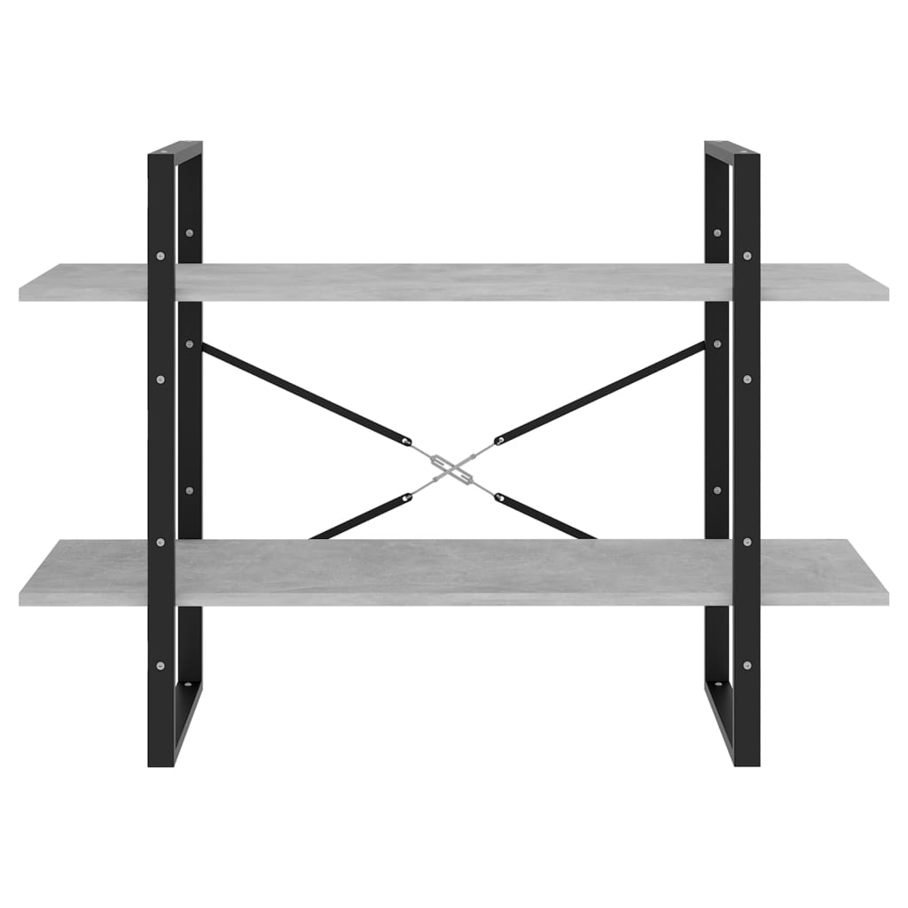 vidaXL Libreria 2 Ripiani Grigio Cemento 100x30x70cm Legno Multistrato