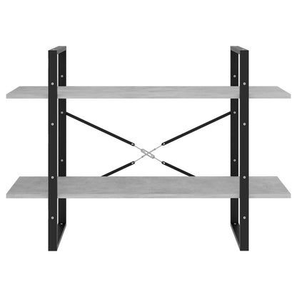 vidaXL Libreria 2 Ripiani Grigio Cemento 100x30x70cm Legno Multistrato