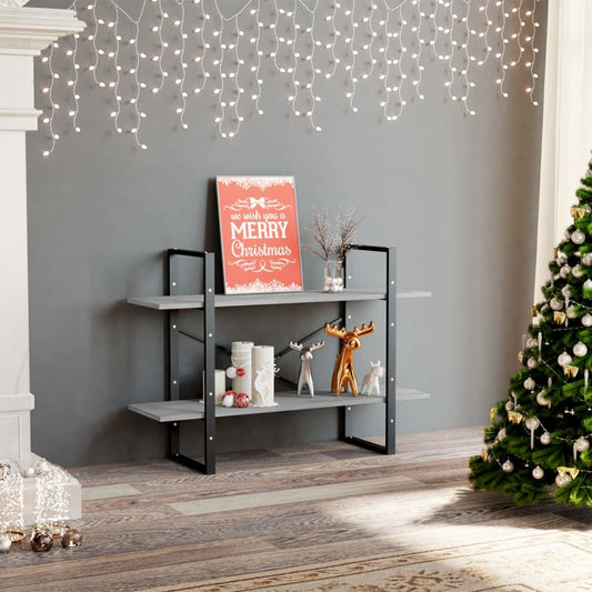 vidaXL Libreria 2 Ripiani Grigio Cemento 100x30x70cm Legno Multistrato