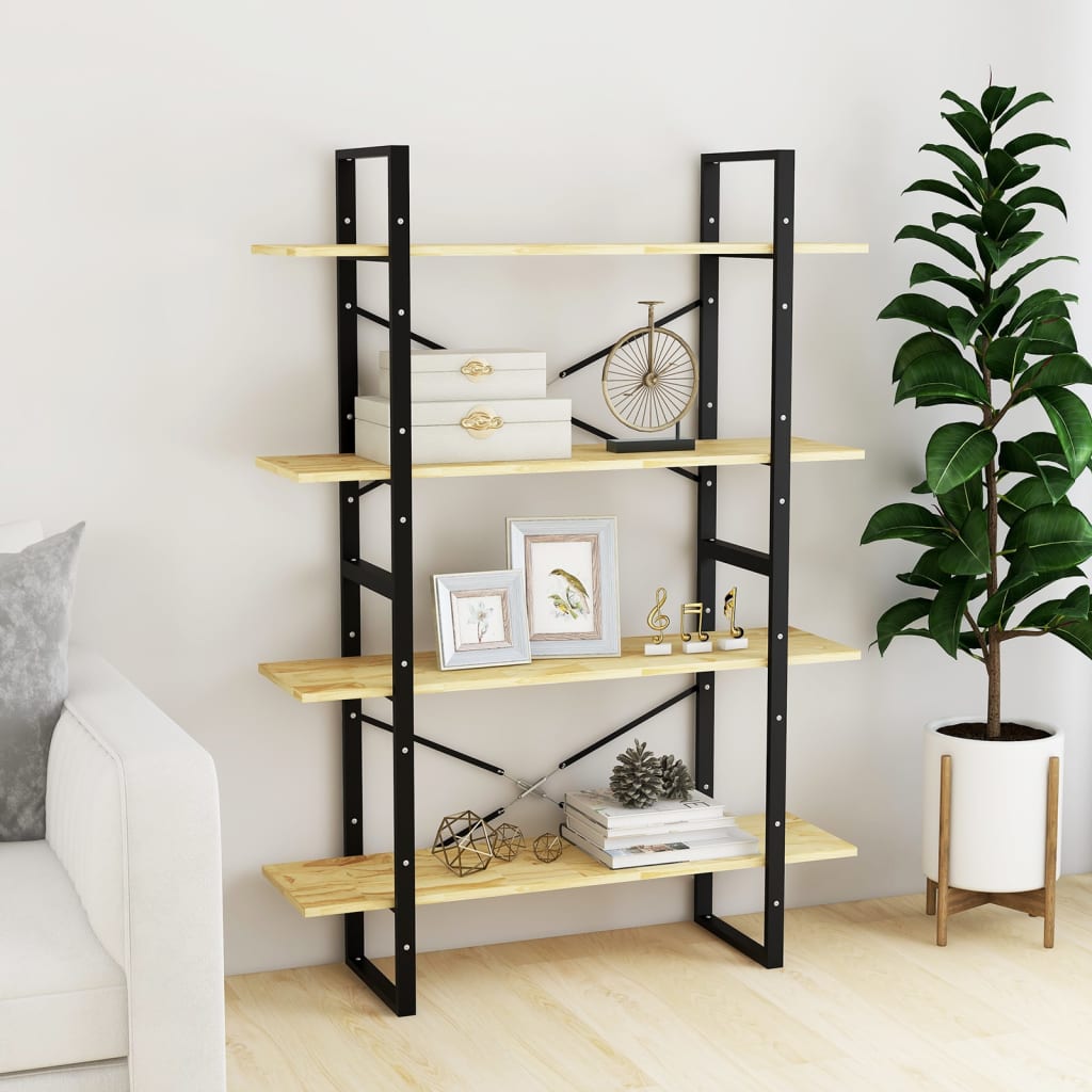 vidaXL Libreria a 4 Ripiani 100x30x140 cm in Legno Massello di Pino