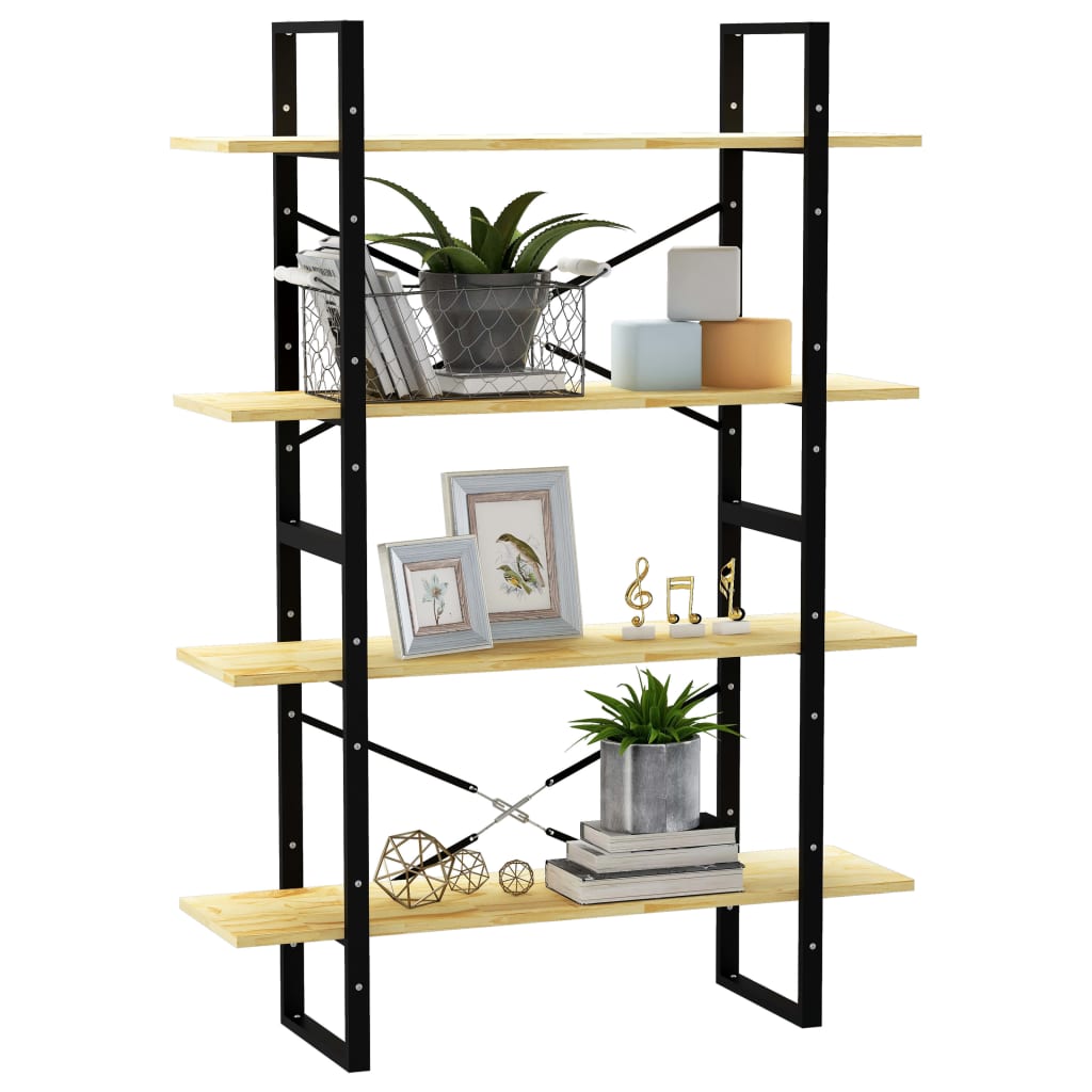 vidaXL Libreria a 4 Ripiani 100x30x140 cm in Legno Massello di Pino