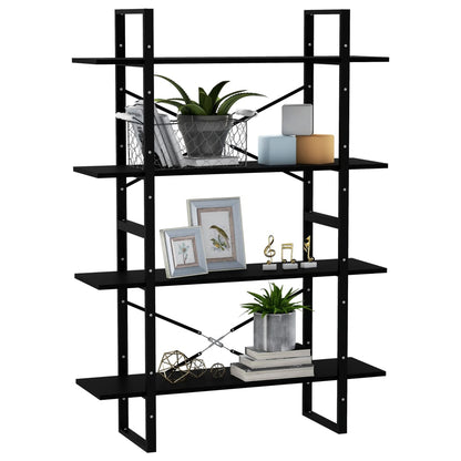 vidaXL Libreria a 4 Ripiani Nera 100x30x140 cm in Massello di Pino