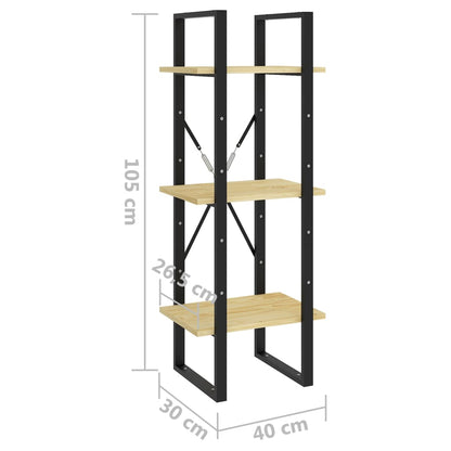 vidaXL Libreria a 3 Ripiani 40x30x105 cm in Legno Massello di Pino