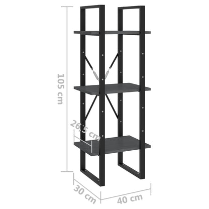 vidaXL Libreria a 3 Ripiani Grigia 40x30x105 cm in Massello di Pino