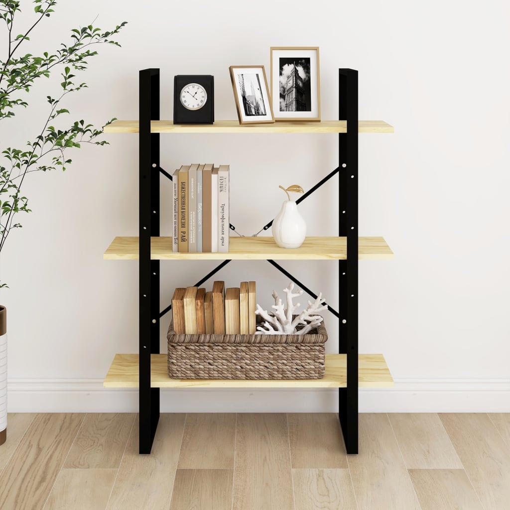 vidaXL Libreria a 3 Ripiani 80x30x105 cm in Legno Massello di Pino