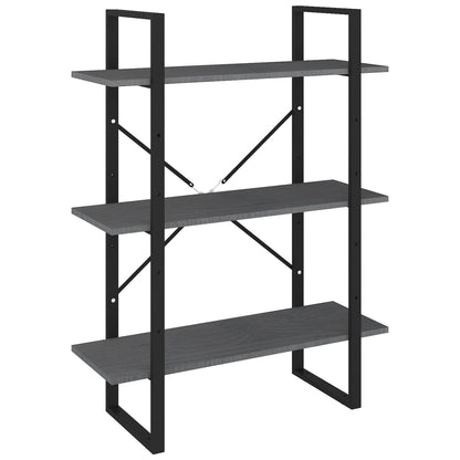 vidaXL Libreria a 3 Ripiani Grigia 80x30x105 cm in Massello di Pino