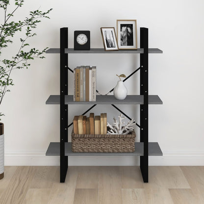 vidaXL Libreria a 3 Ripiani Grigia 80x30x105 cm in Massello di Pino