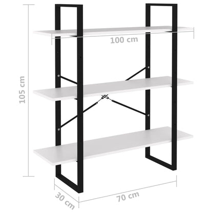 vidaXL Libreria Bianca 100x30x105 cm in Legno Multistrato