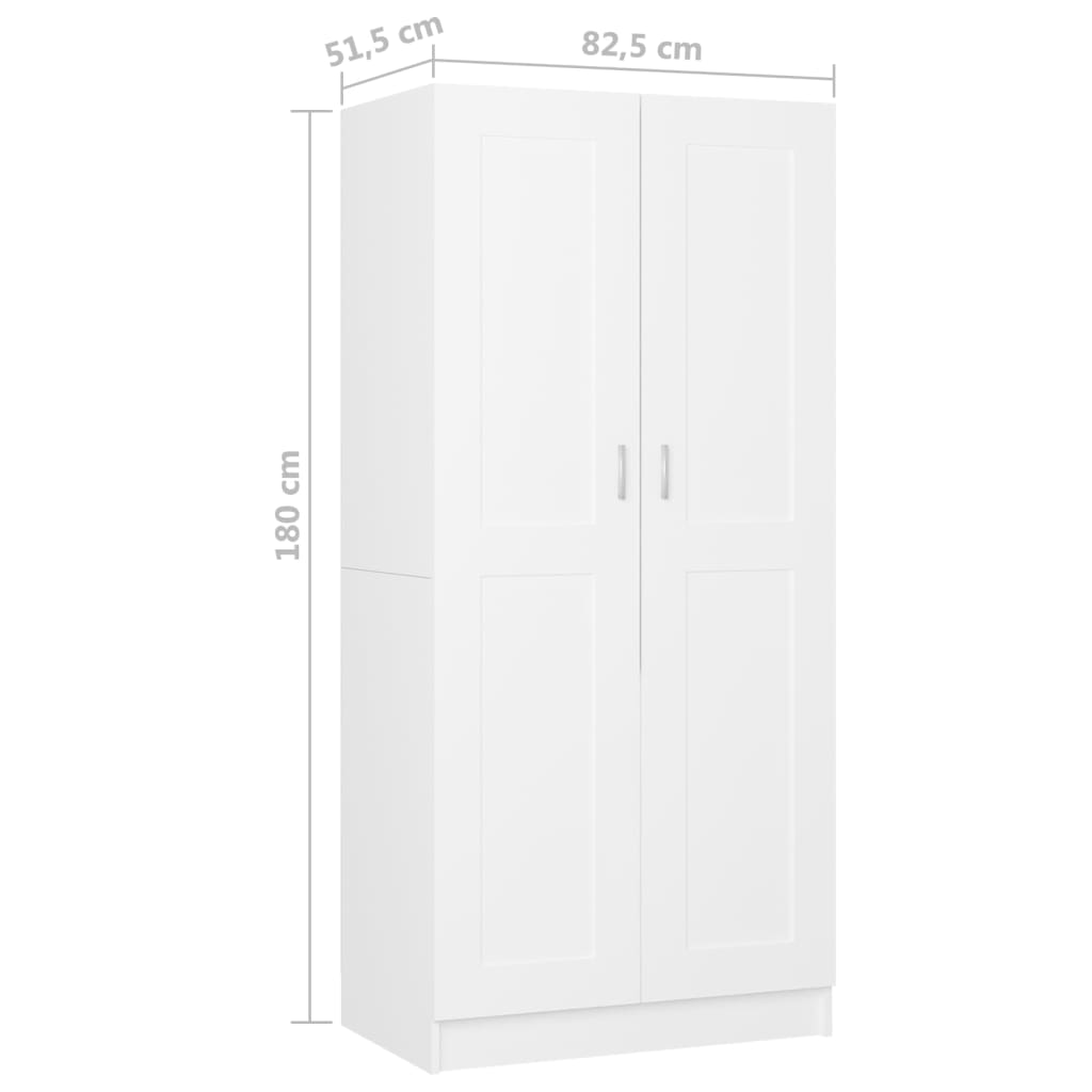 vidaXL Armadio Bianco 82,5x51,5x180 cm in Legno Multistrato