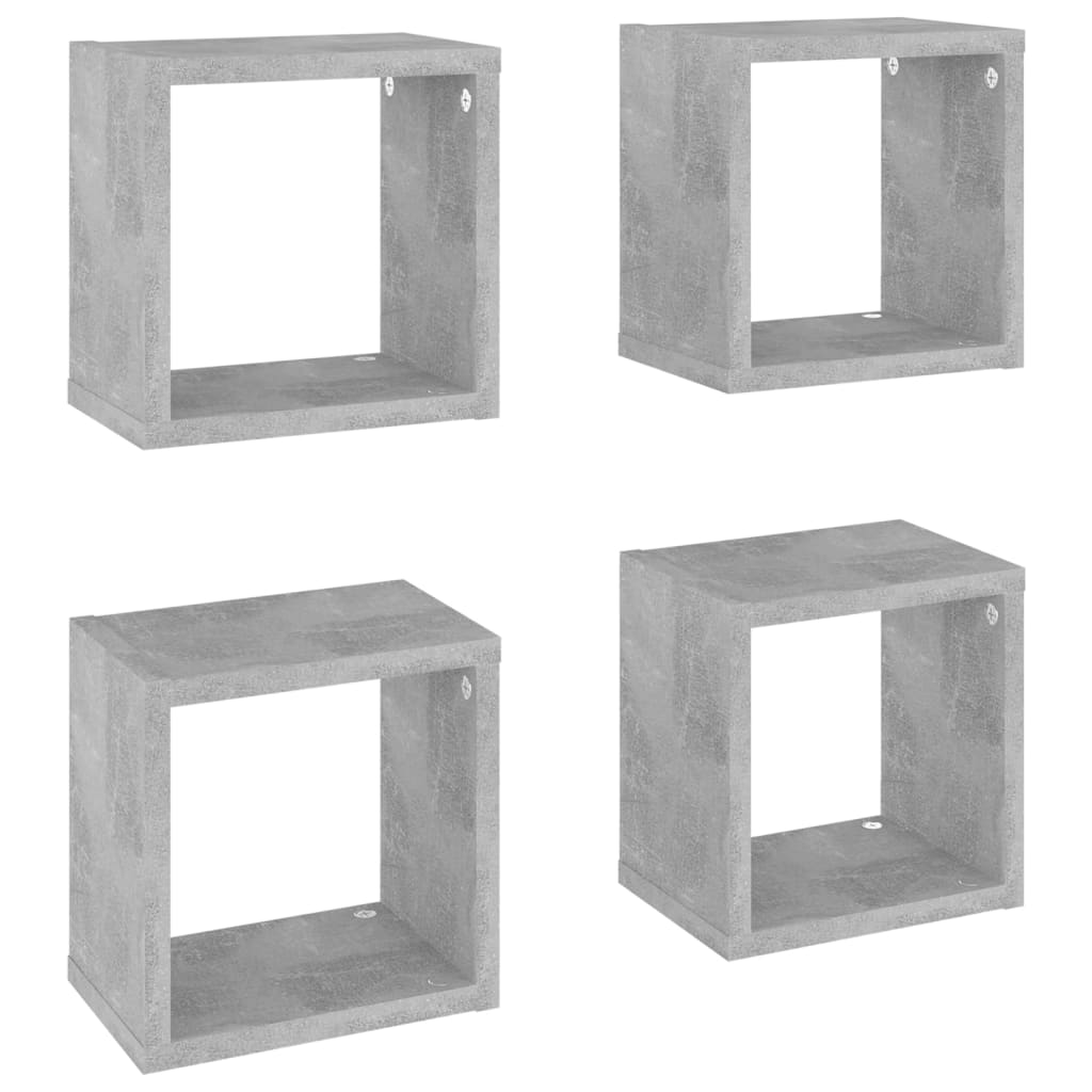 vidaXL Mensole Parete a Cubo 4 pz Grigio Cemento 22x15x22 cm