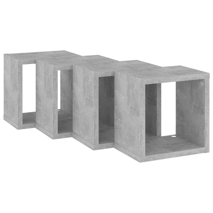 vidaXL Mensole Parete a Cubo 4 pz Grigio Cemento 22x15x22 cm