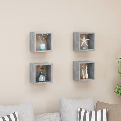 vidaXL Mensole Parete a Cubo 4 pz Grigio Cemento 22x15x22 cm