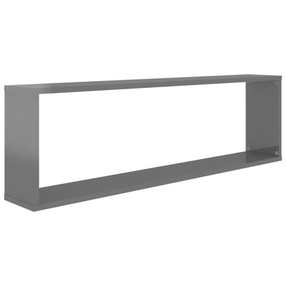 vidaXL Mensole Parete a Cubo 2pz Grigio Lucido 100x15x30cm Multistrato