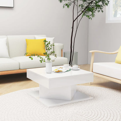 vidaXL Tavolino da Salotto Bianco Lucido 57x57x30 cm Legno Multistrato