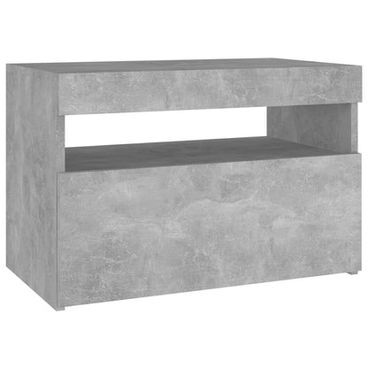 vidaXL Comodino con Luci LED Grigio Cemento 60x35x40 cm