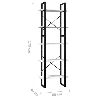 vidaXL Libreria a 5 Ripiani Bianca 60x30x175 cm in Legno di Pino