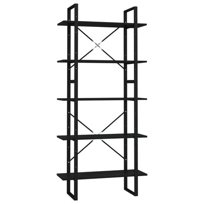 vidaXL Libreria a 5 Ripiani Nera 80x30x175 cm in Legno Multistrato