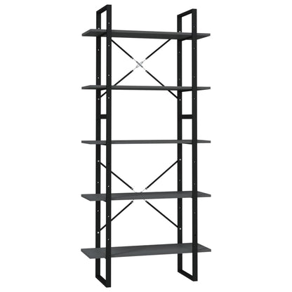 vidaXL Libreria a 5 Ripiani Grigia 80x30x175 cm in Legno Multistrato