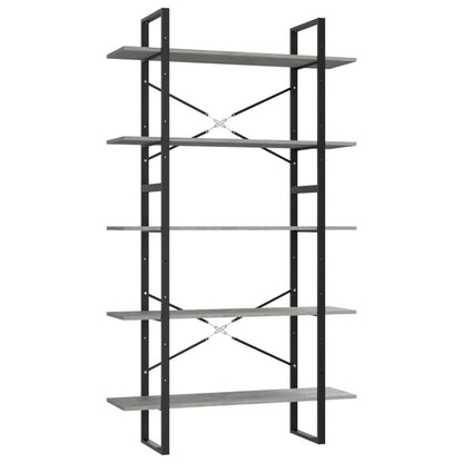 vidaXL Libreria a 5 Ripiani Grigio Cemento 100x30x175cm in Multistrato