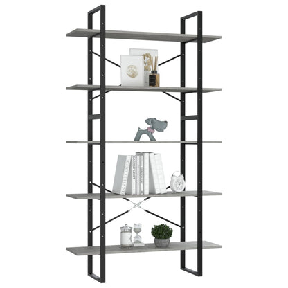 vidaXL Libreria a 5 Ripiani Grigio Cemento 100x30x175cm in Multistrato
