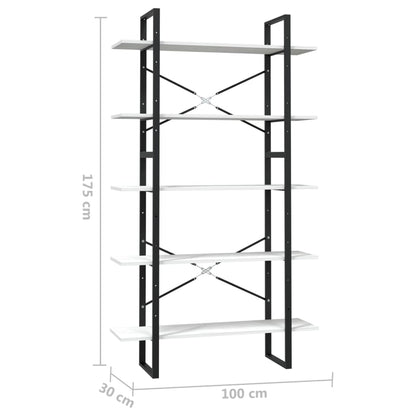 vidaXL Libreria a 5 Ripiani Bianca 100x30x175 cm in Legno di Pino