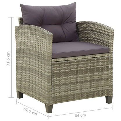 vidaXL Sedia da Giardino con Cuscini in Polyrattan Grigio