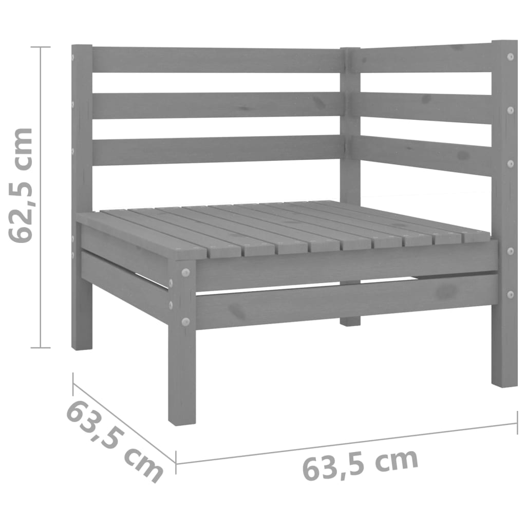 vidaXL Set Salotto da Giardino 5 pz in Legno Massello di Pino Grigio
