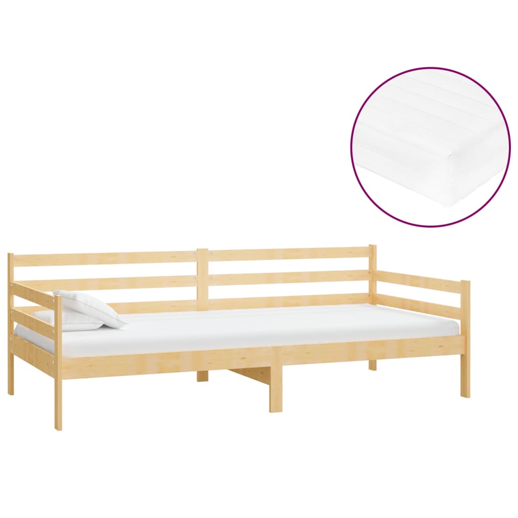 vidaXL Divano Letto con Materasso 90x200 cm Legno Massello di Pino