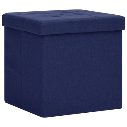 vidaXL Sgabello con Contenitore Pieghevole Blu in Simil Lino