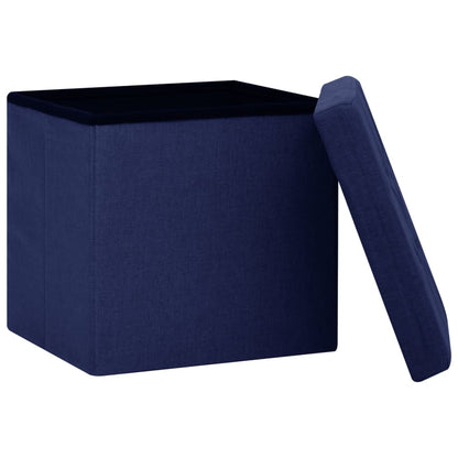vidaXL Sgabello con Contenitore Pieghevole Blu in Simil Lino