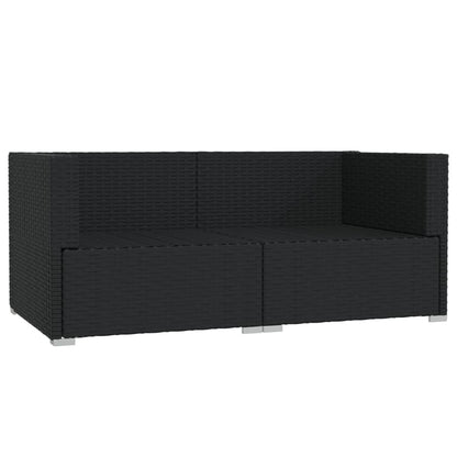 vidaXL Divano a 2 Posti con Cuscini in Polyrattan Nero